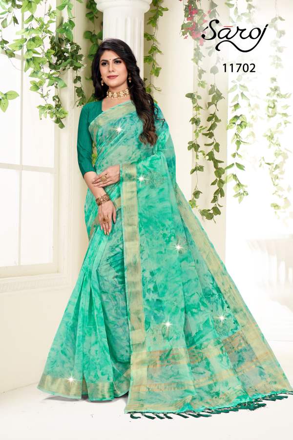 Saroj Aashnaa Organza Printed Wholesale Party Wear Sarees
